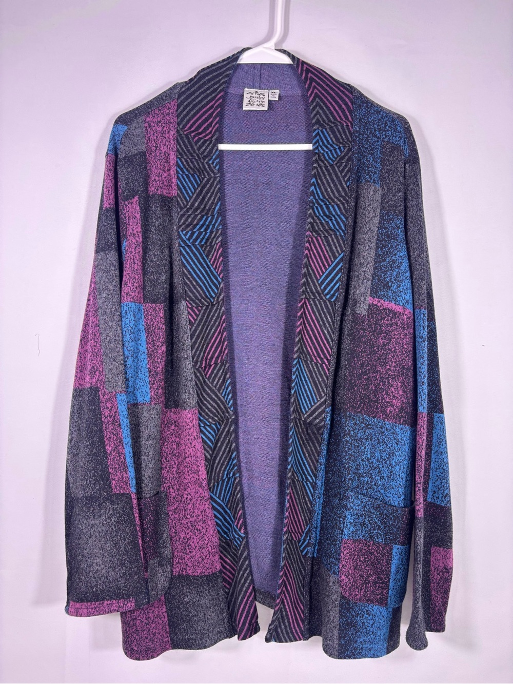 Parsley & Sage XL Geometric Open Front Cardigan Artsy Boho Grandmacore Size XL
